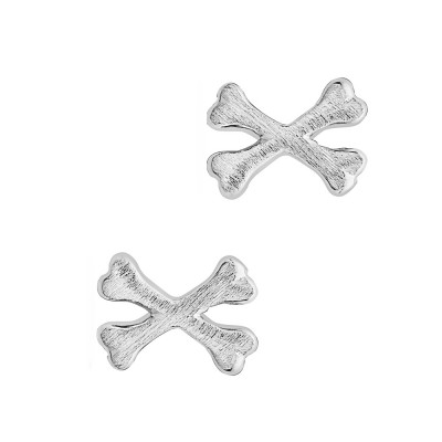 Sterling Silver EARRING CROSS BONE PLAIN