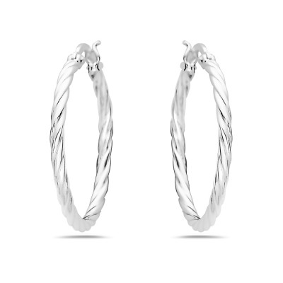 Sterling Silver EARRING 30 MM TWISTED HOOP LATCH HOOK
