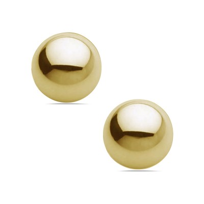 Sterling Silver EARRING PLAIN 10MM HEMISPHERE STUD GOLD PLATE