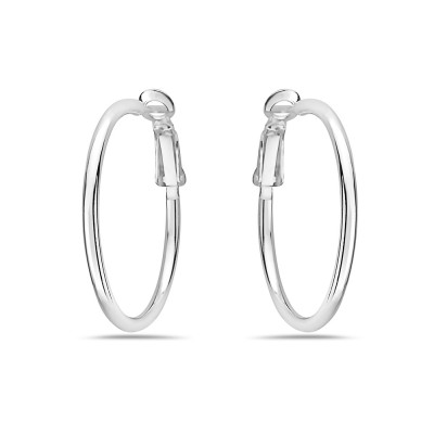 Sterling Silver EARRING 25 MM HOOP 2MM TUBE W/ OMEGA BACKING *E