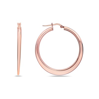 Sterling Silver EARRING HOOP WIDER AT THE BOTTOM-ROSEGOLD PLATE