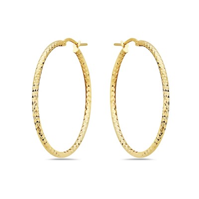 Sterling Silver EARRING HOOP LATCH DIAMOND CUT LINE-GOLD PLATE