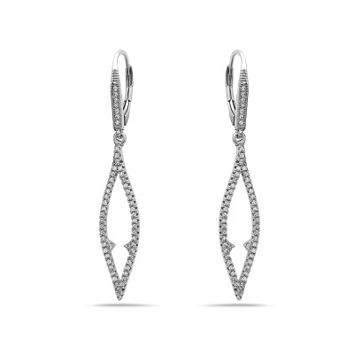 Sterling Silver EARRING CLEAR CZ HUGGIE TOP LONG MARQUISE CZ LI
