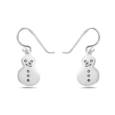Sterling Silver EARRING PLAIN SNOWMAN