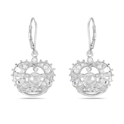 Sterling Silver EARRING CROWN WITH CZ LEVERBACK