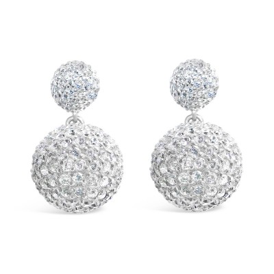 Clear Fireball Sphere Droplet Earrings