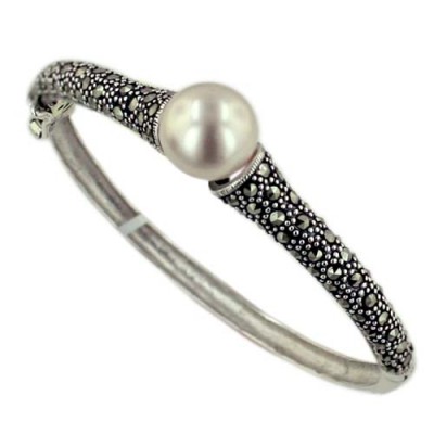 Marcasite Bangle Marcasite with Faux Pearl