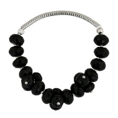 Sterling Silver Bracelet Onyx Bead Cluster Links