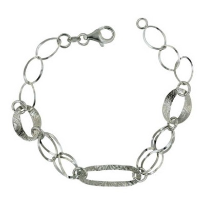 Sterling Silver Bracelet with Rhodium Plating Links 7.5 Inches with Lobster