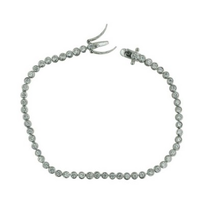 Sterling Silver Bracelet 2mm Clear Cubic Zirconia