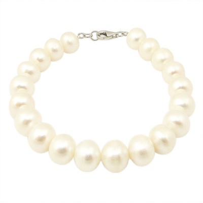 STERLING SILVER BRACELET 10 MM FRESHWATERPEARL LOBSTER LOCK
