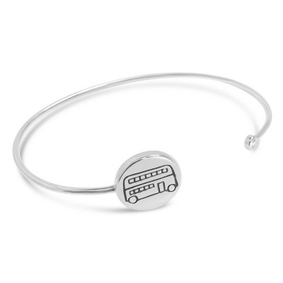 Sterling Silver Bangle Open London Theme-Double Decker