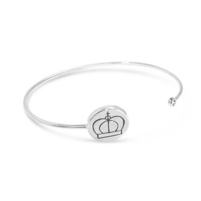 Sterling Silver Bangle Open London Theme-Crown
