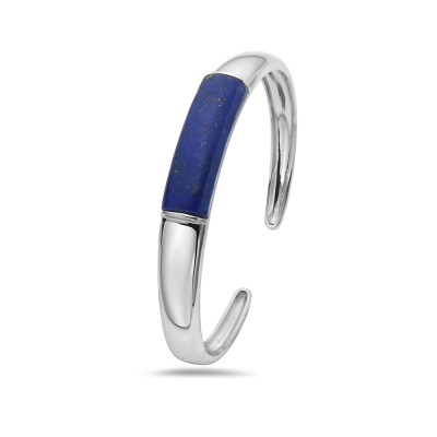 Sterling Silver OPEN BANGLE BRIDGE GENUINE LAPIS