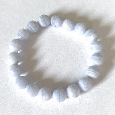 BEAD BRACELET FACETED BLUE LACE STONE