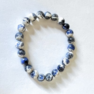 Sterling Silver BRACELET STRETCHABLE 8MM SODALITE BEADS