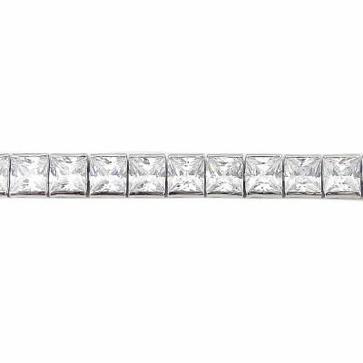 7.5" STERLING SILVER BRACELET 7MM SQUARE PRINCESS CUT BEZEL