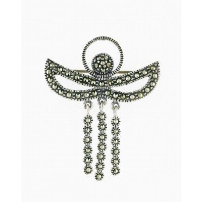 Marcasite Pin Mask Shape with 3 Line Dangle