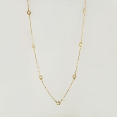Brass Necklace 36 Inch Rh Plate Chain With 19Pcs C