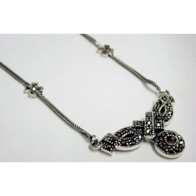 Marcasite Necklace "+,O" Foxtail Chain