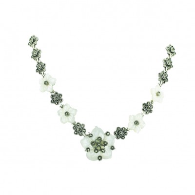 Marcasite Necklace (W=28mm) (Big) Ctr+4Pcs (W=15mm) (Sm) with