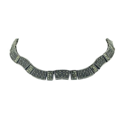Marcasite Nklace with Vertical Sections of Square Marcasite