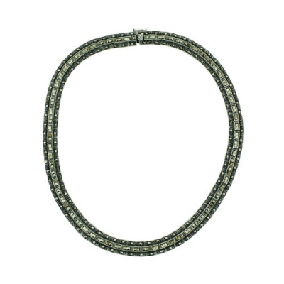 Marcasite Necklace Soft Link Square Marcasite Ctr Line Tongue Lock
