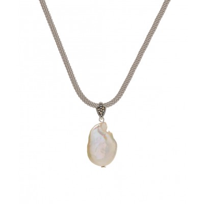 Marcasite Necklace Baroque Pearl Drop Marcasite Bail With