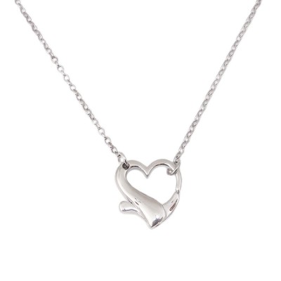 STERLING SILVER NECKLACE HEART SHAPED LOCK WITH CHAIN