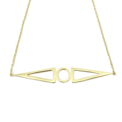 STERLING SILVER NECKLACE TRIANGLE & CIRCLE GEOMETRICAL SHAPED_GD