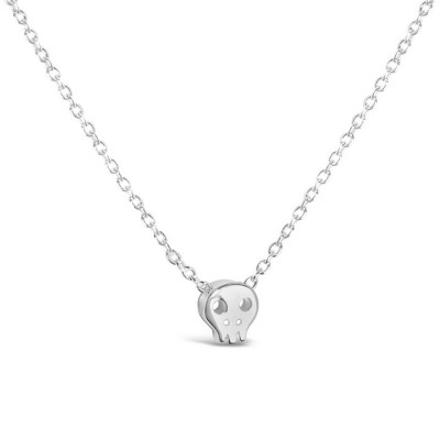 Sterling Silver Necklace Skull Tiny Charm Cable Chain 16 Inches