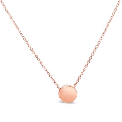 Sterling Silver Necklace Plain Tiny Round Disc Rose Gold Plate