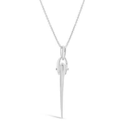 Sterling Silver Necklace Spear Drop Plain 28 Inches -Ecoate