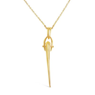 Sterling Silver Necklace Spear Drop Plain 28 Inches -Gold Pla