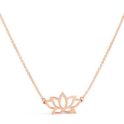 Sterling Silver Necklace Lotus Flower Line Chain 16+1 Inches- R