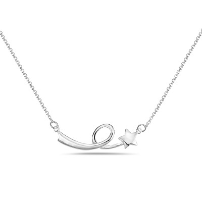 Sterling Silver NECKLACE SHOOTING STAR WITH A CURVE