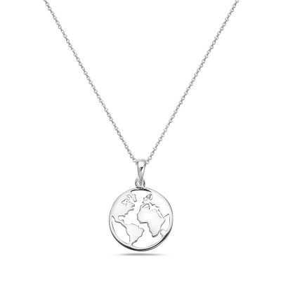 Sterling Silver NECKLACE GOBAL CHARM 16+1+1-5S-1185E