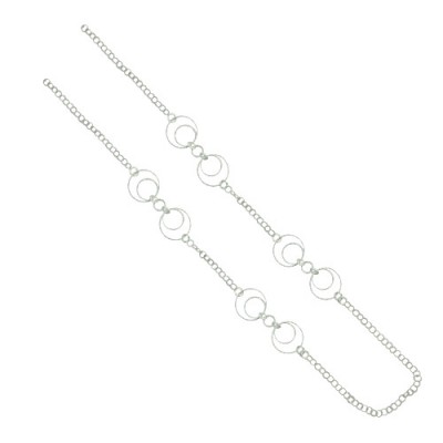 Sterling Silver Necklace 30 Inch Chain with Rhodium Plating Plate Textured L