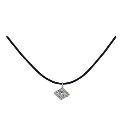 Sterling Silver Necklace Rhombus Eye (3S-868) with White Enamel