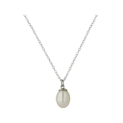 Sterling Silver Necklace 18" Cable Chain with Fresh Water Pearl Drop