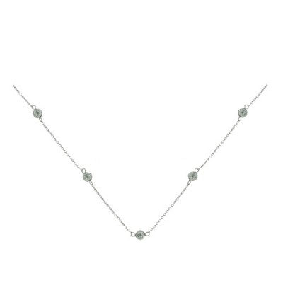 Sterling Silver Necklace 5-6mm Fireball on Chain Clear Cy