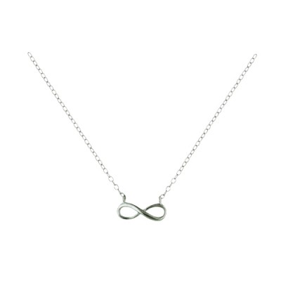 Sterling Silver Necklace Plain Silver Open Infinity