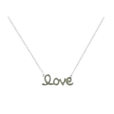 Sterling Silver Necklace Plain Silver “Love” 18"