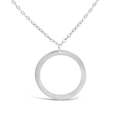 Sterling Silver Necklace Plain Circle Drop 50 Mm