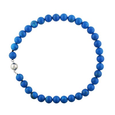 Sterling Silver Necklace Maganesite Beads with Plain Clasp