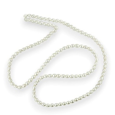 Sterling Silver Necklace Oval F.with .Pearl 42"