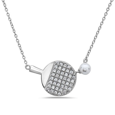 Table Tennis Racket & Ball Necklace