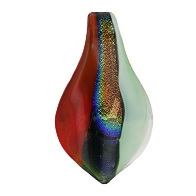 Sterling Silver Pendant 60X34mm Light Gr+Rd+Violet+Bk+Yellow+Or Murano G