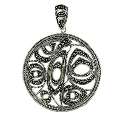 Marcasite Pendant 35mm Open Filigree