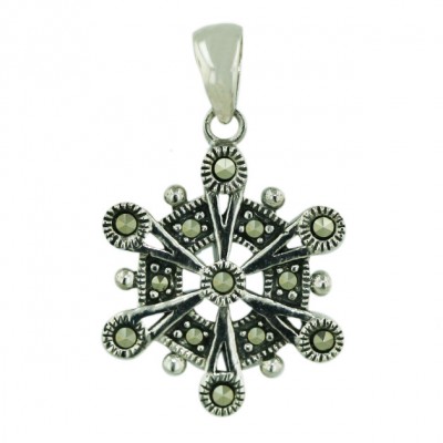 Marcasite Pendant 17.7mm Snowflake with Plain Bail